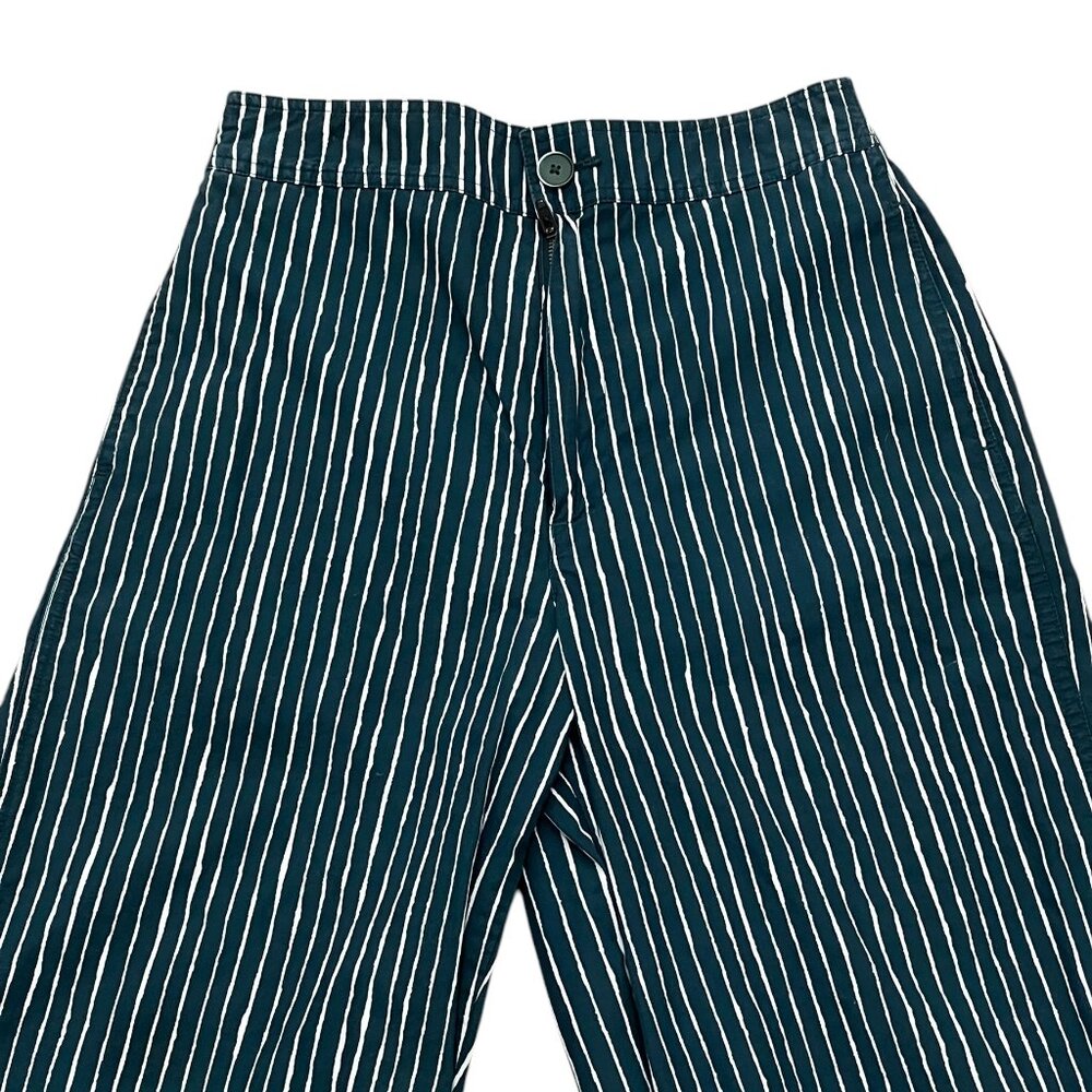 Women’s Uniqlo Green & White Striped Cotton Pants 2010s - Picture 5 of 8